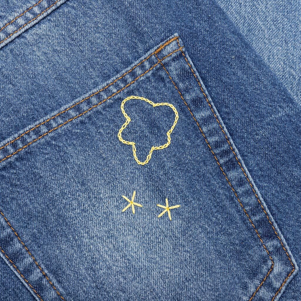 Blue Organic Denim Jeans With Mohair Patches - Iris Blue - Image 5
