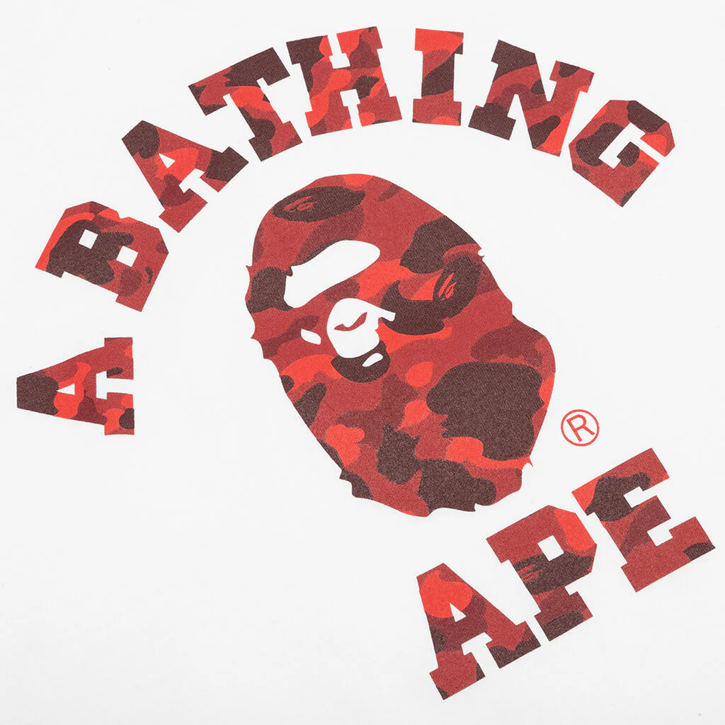 Color Camo College Tee - White/Red - Image 3