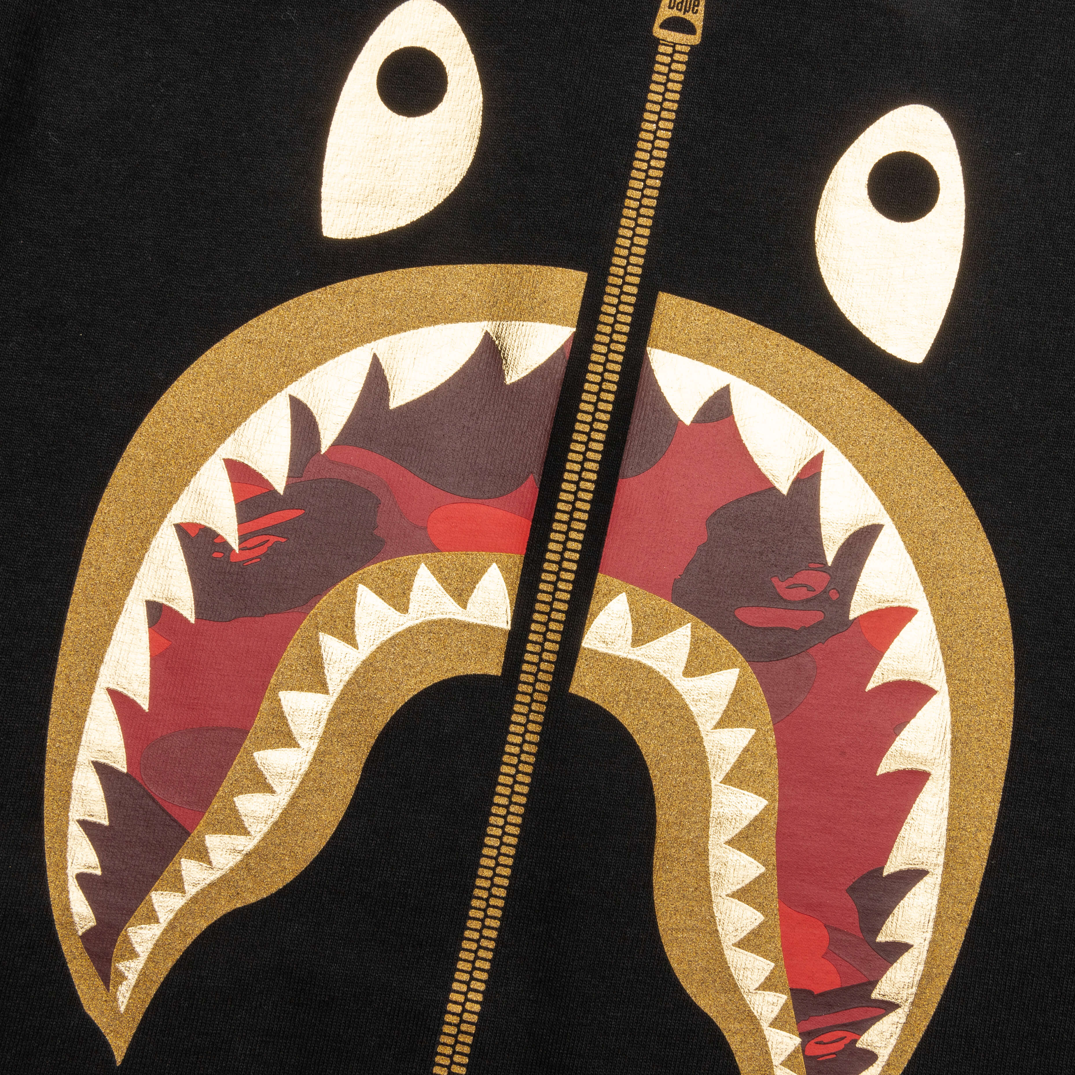 Kid's Color Camo Shark Tee - Black/Red - Image 3