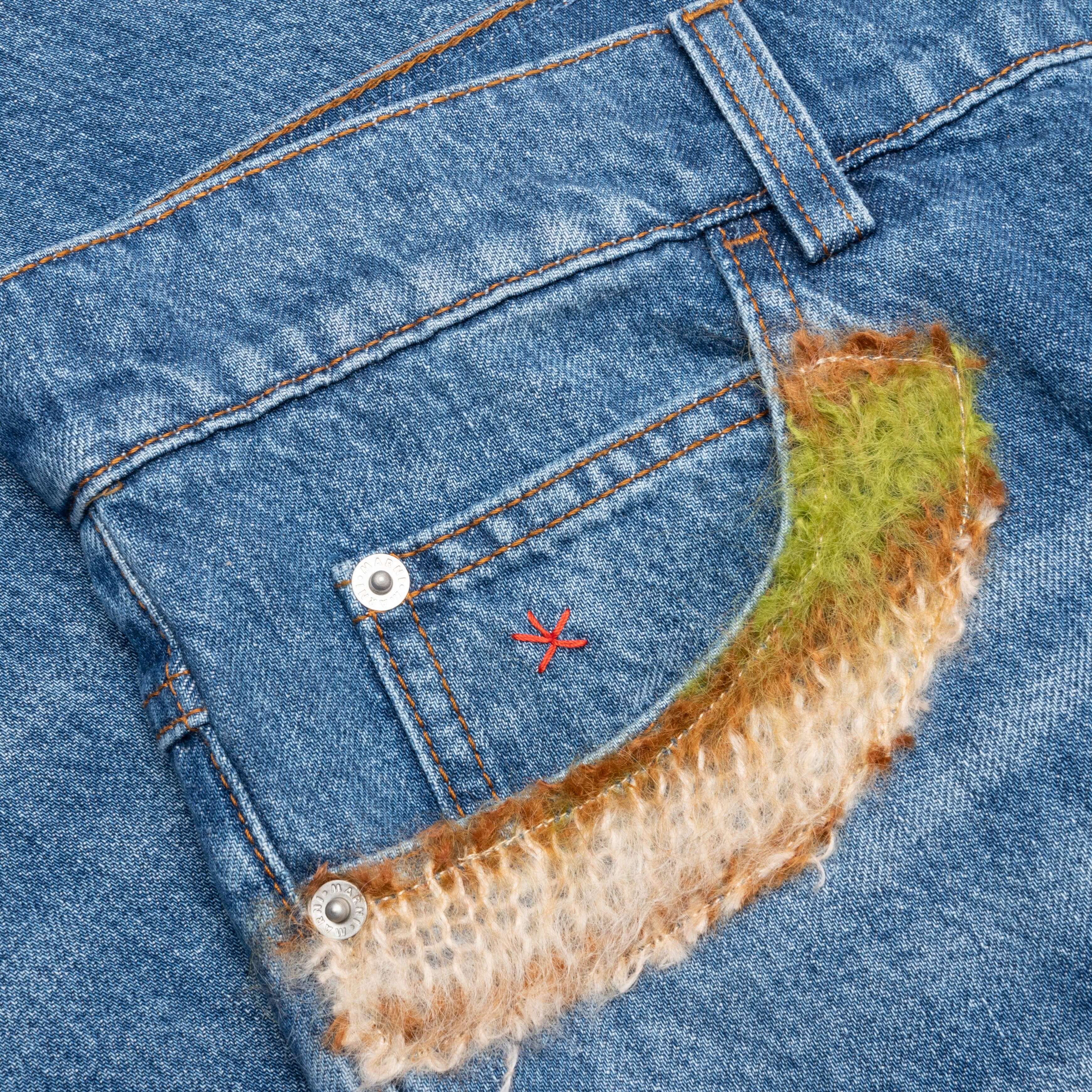 Blue Organic Denim With Mohair Patches - Iris Blue - Image 3