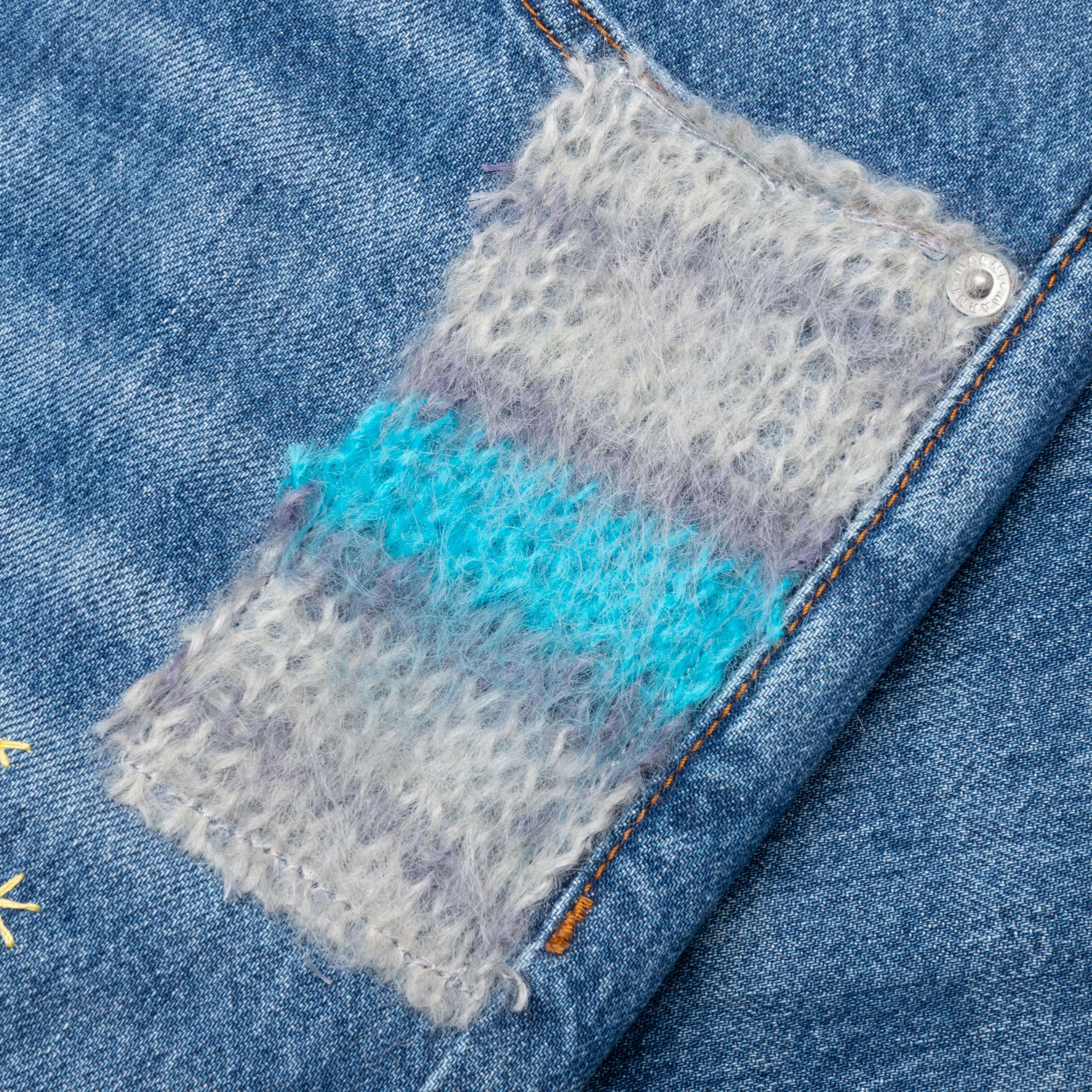 Blue Organic Denim With Mohair Patches - Iris Blue - Image 4