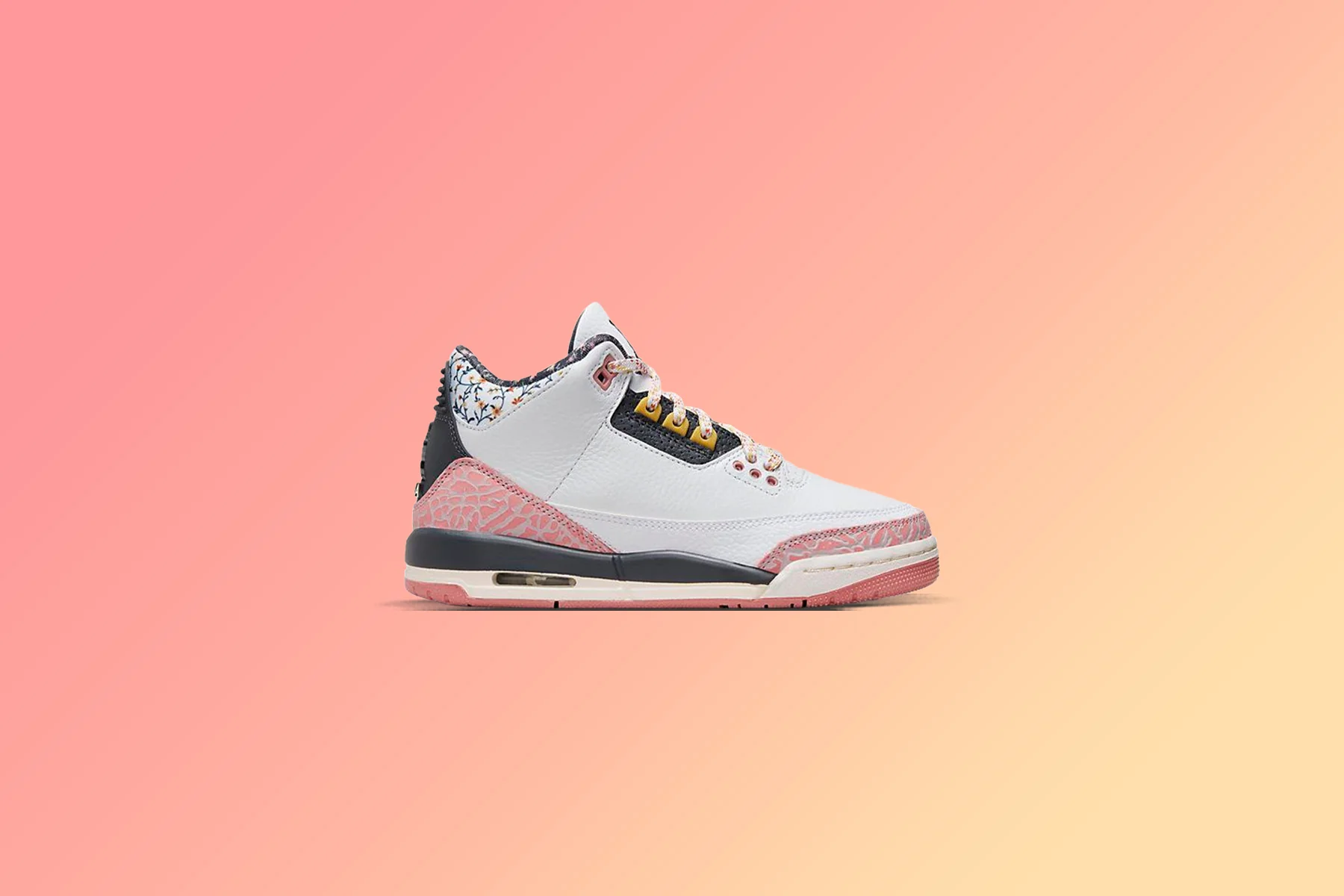 Jordan 3 Retro (PS) 'Vintage Floral' - White/Anthracite/Red Stardust - Image 5