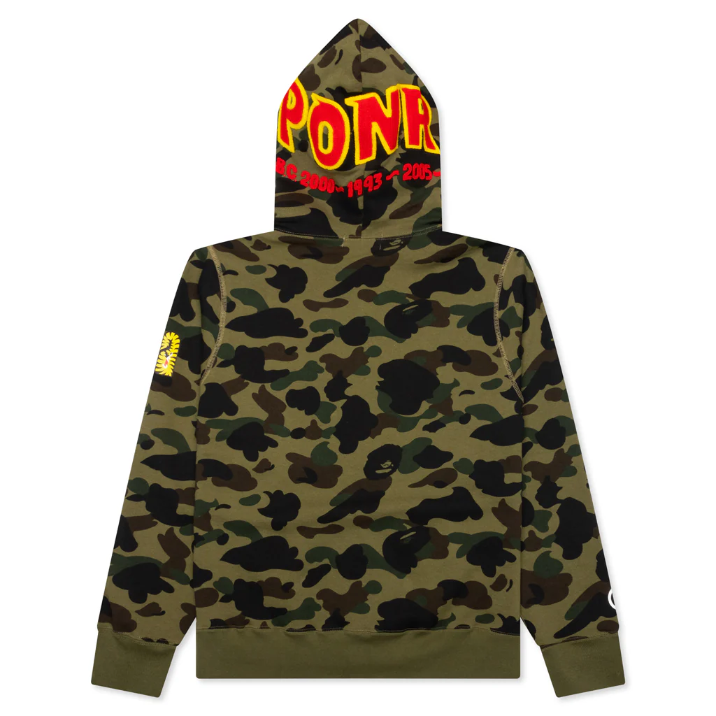1st Camo 2nd Shark Full Zip Hoodie - Green - Image 2