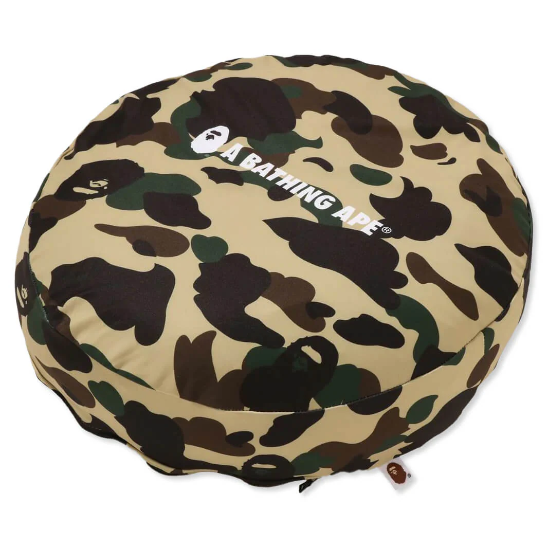 1st Camo Circle Fluffy Beads Cushion - Yellow - Image 2