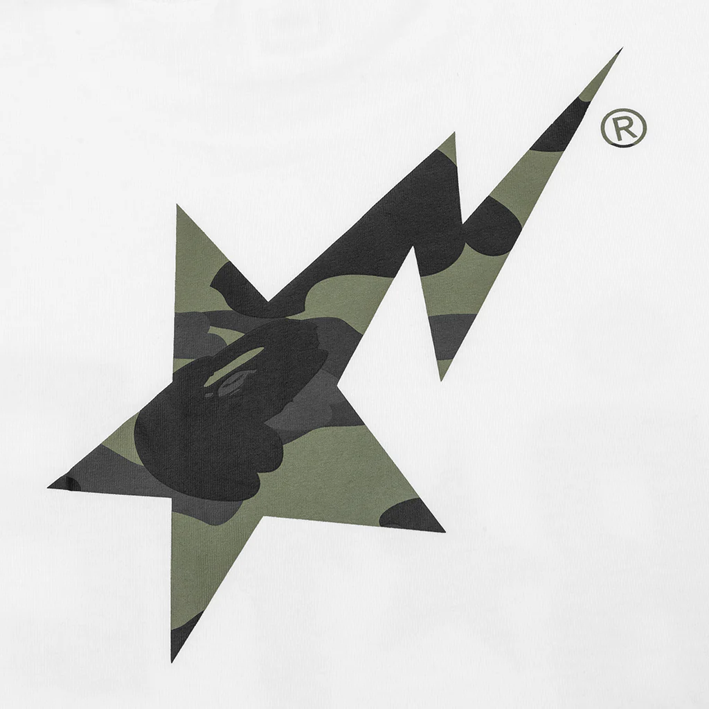 1st Camo Bape STA Tee - White/Green - Image 4