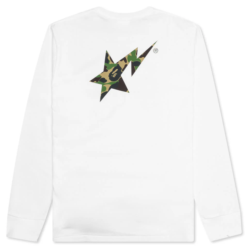 Abc Camo Bape Sta Logo L/S Tee - White/Green - Image 2