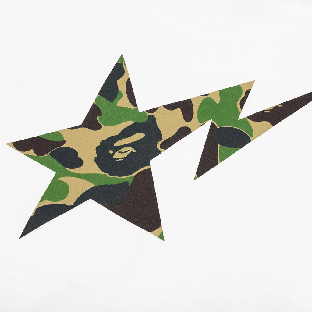 Abc Camo Bape Sta Logo L/S Tee - White/Green - Image 3