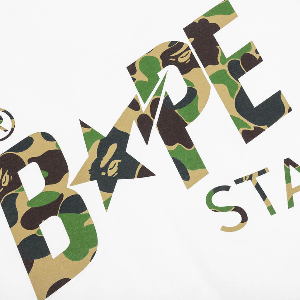 Abc Camo Bape Sta Logo L/S Tee - White/Green - Image 5