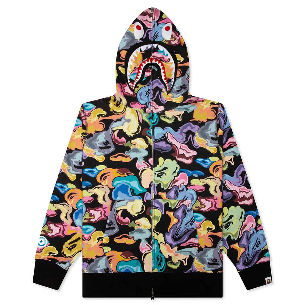 Art Camo Shark Full Zip Hoodie - Black