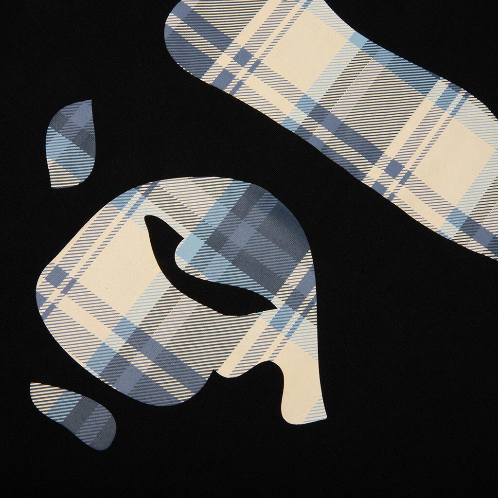BAPE Check Ape Face Tee - Black/Blue - Image 3
