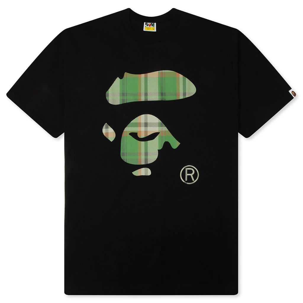 BAPE Check Ape Face Tee - Black/Green