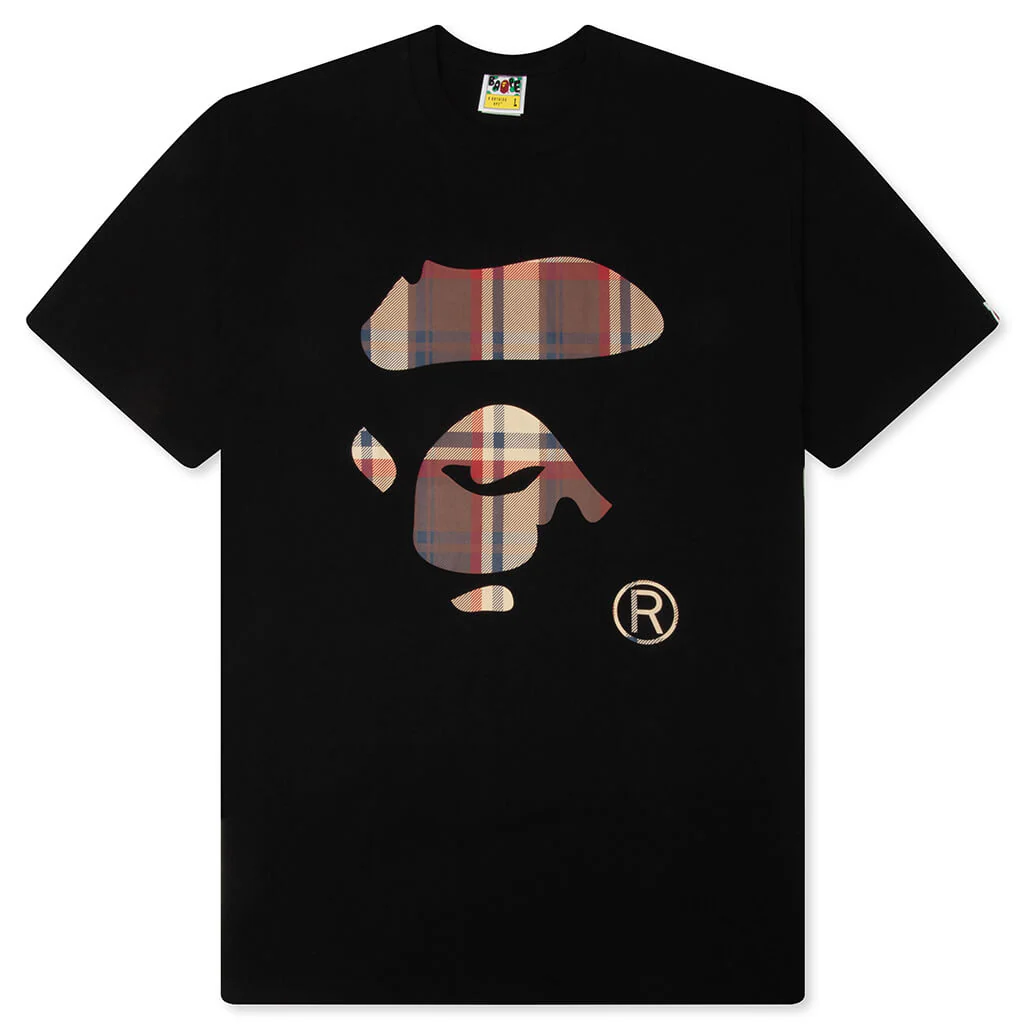 BAPE Check Ape Face Tee - Black/Red