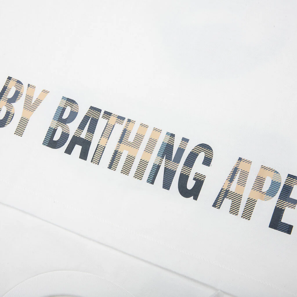 BAPE Check Ape Face Tee - White/Blue - Image 4