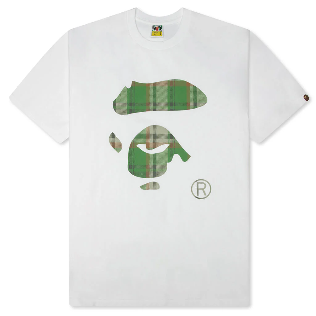 BAPE Check Ape Face Tee - White/Green