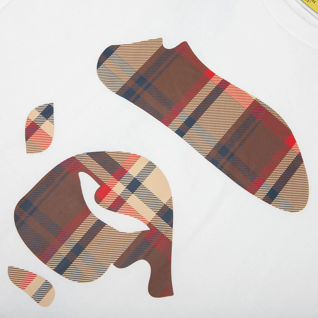 BAPE Check Ape Face Tee - White/Red - Image 3