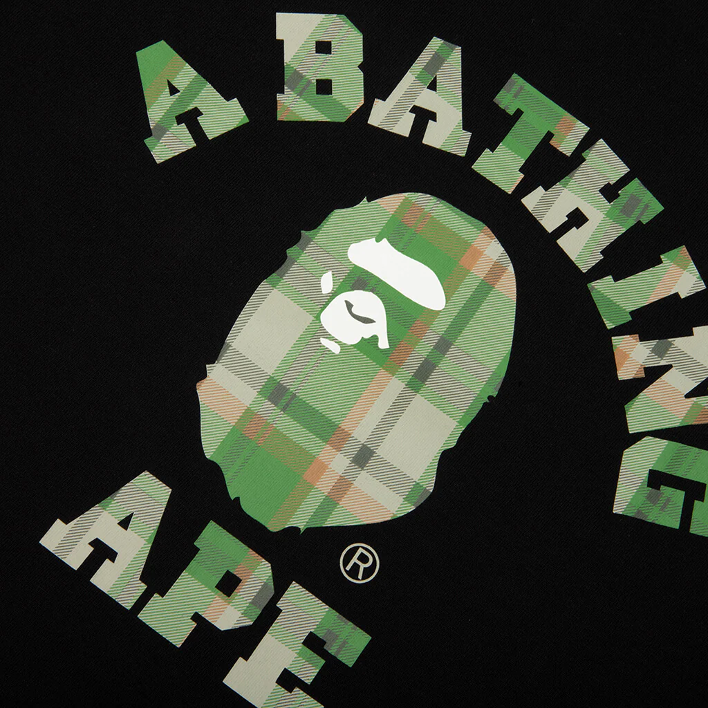 BAPE Check College Tee - Black/Green - Image 3