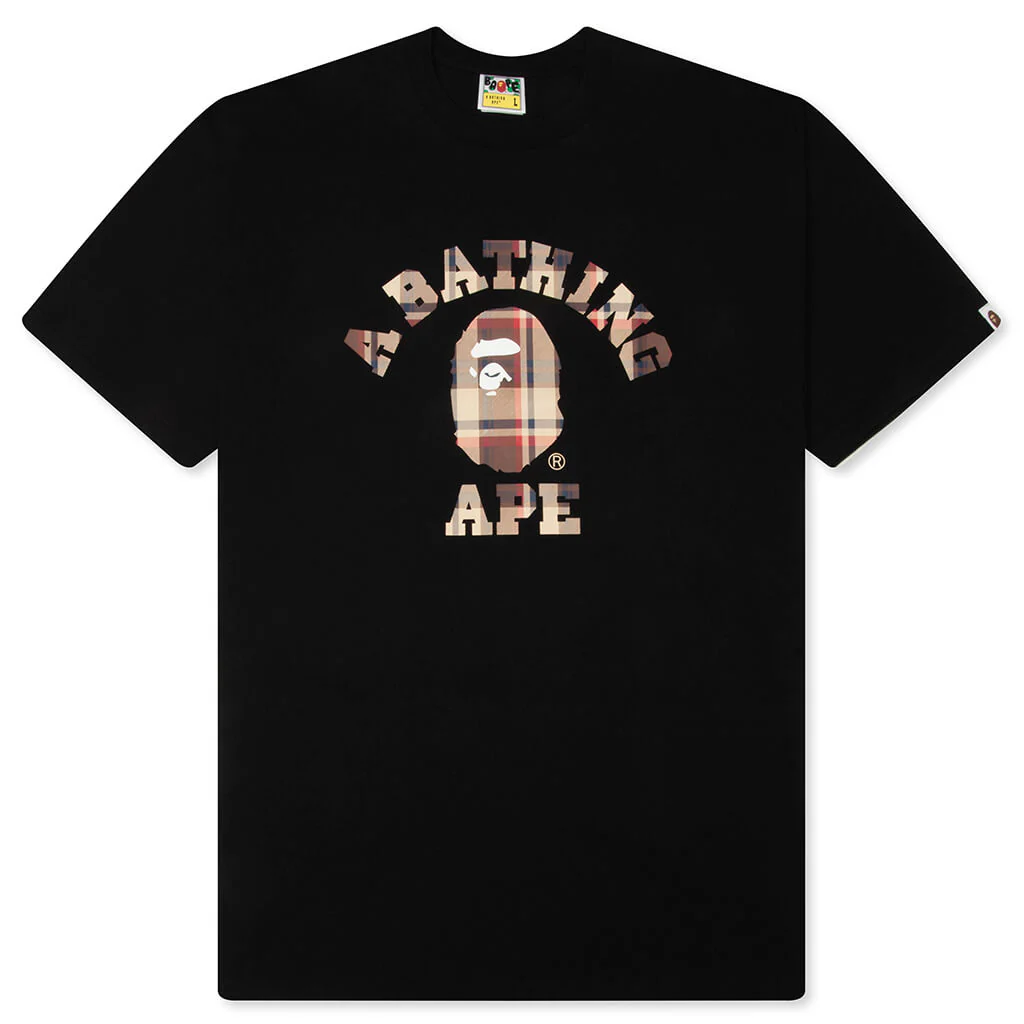 BAPE Check College Tee - Black/Red