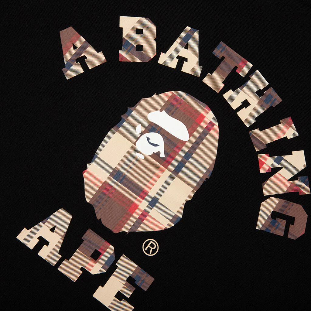 BAPE Check College Tee - Black/Red - Image 3
