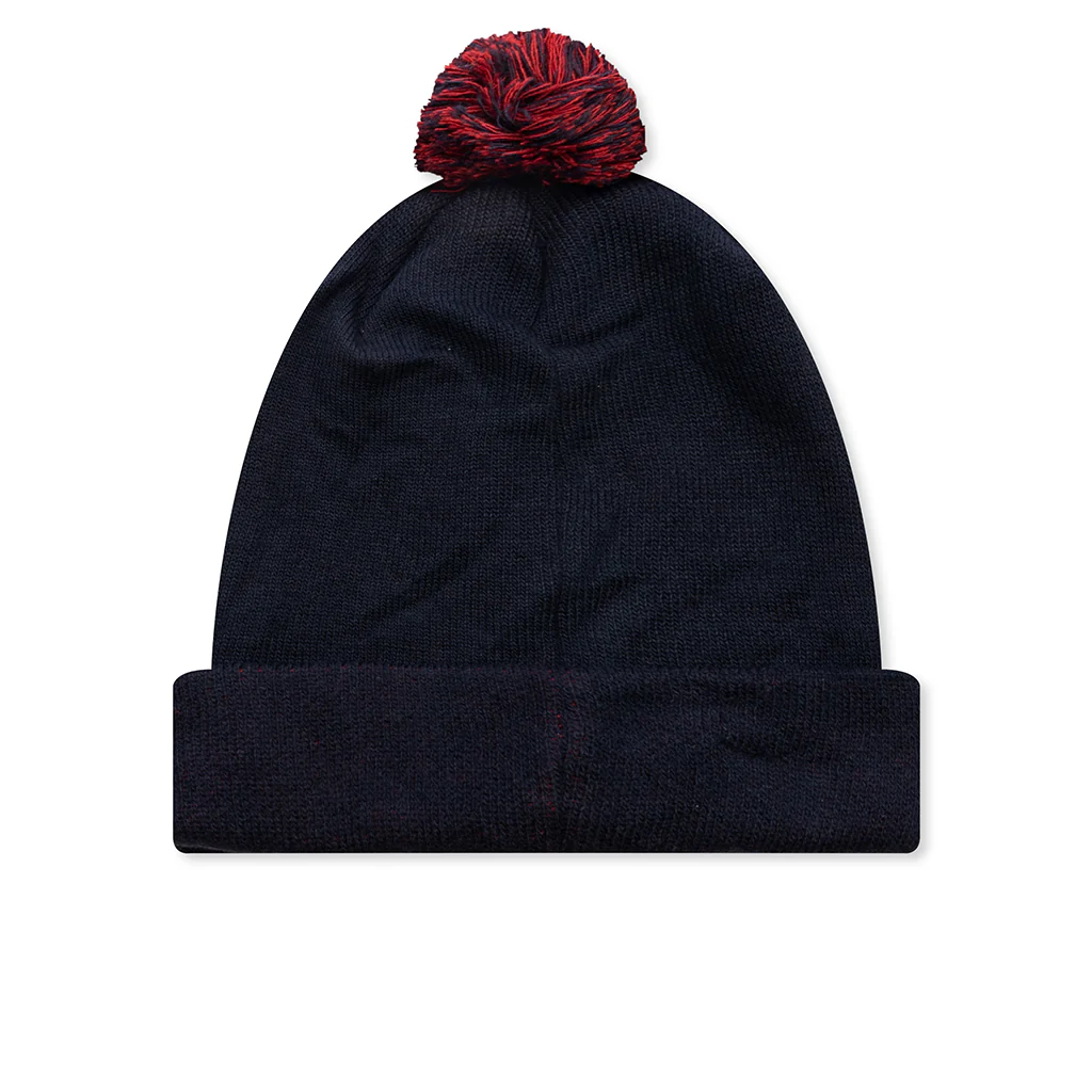 Prom-Pom Knit Beanie - Navy - Image 3