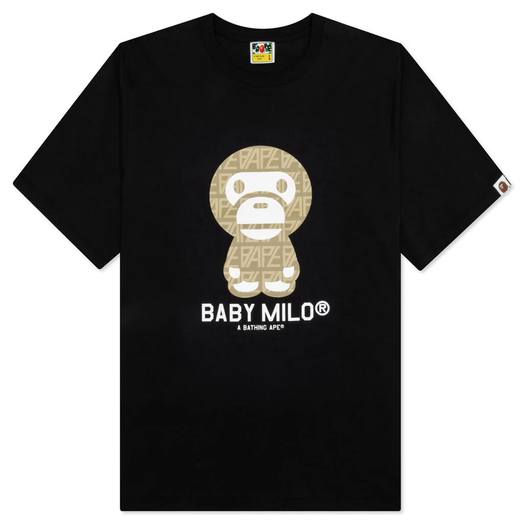 Bape Logo Monogram Baby Milo Tee - Black/Beige