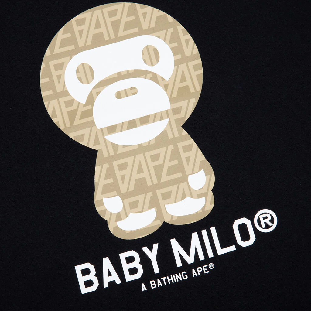 Bape Logo Monogram Baby Milo Tee - Black/Beige - Image 3