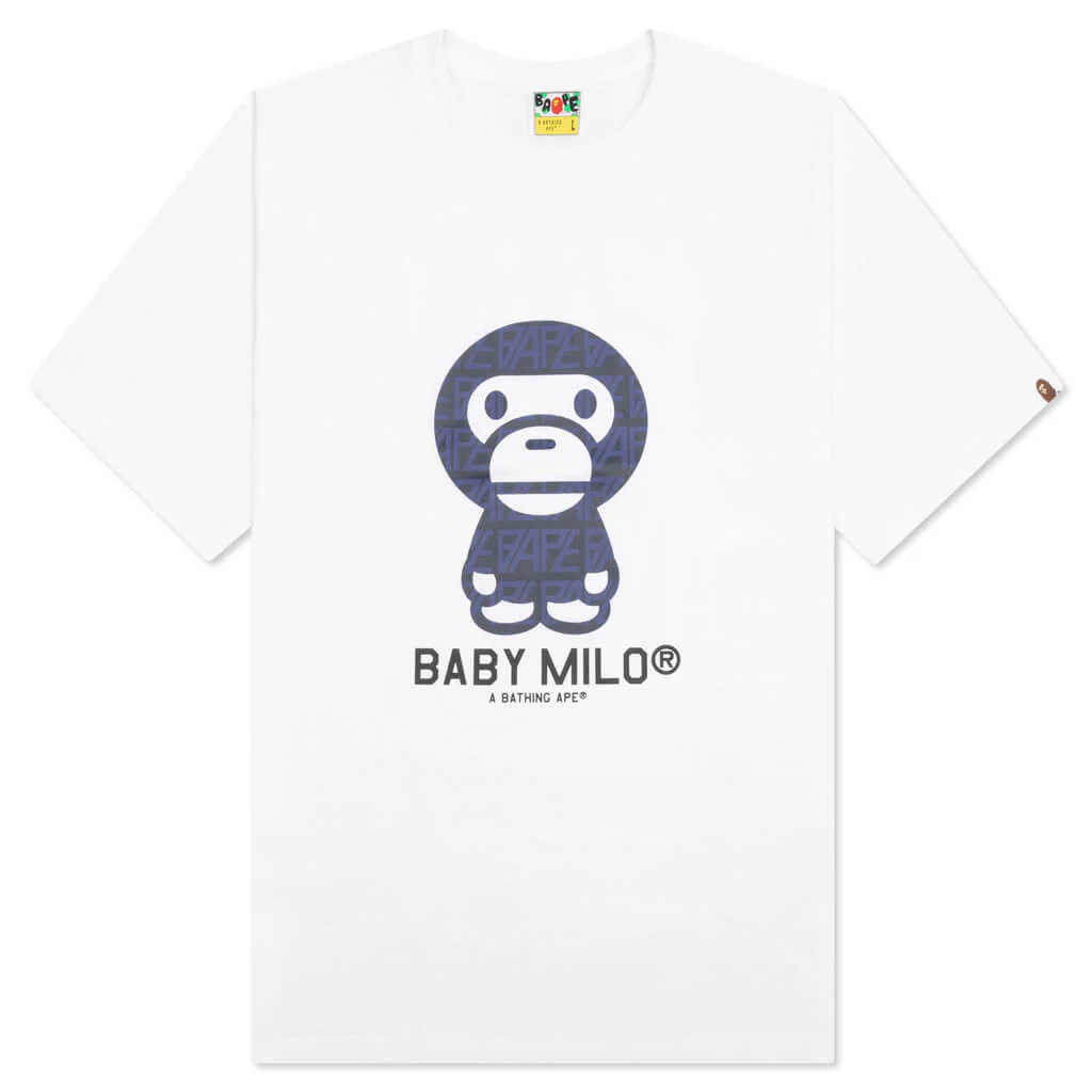 Bape Logo Monogram Baby Milo Tee - White/Navy
