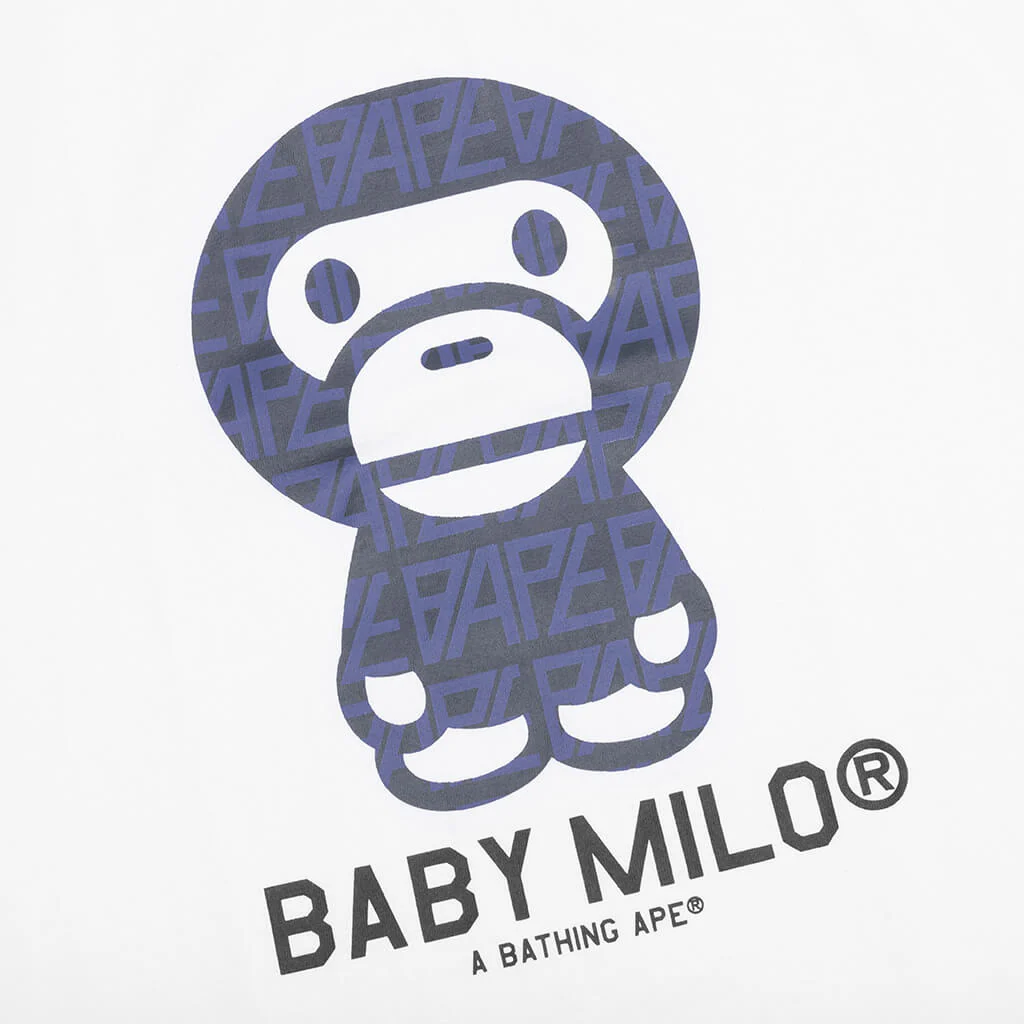 Bape Logo Monogram Baby Milo Tee - White/Navy - Image 3
