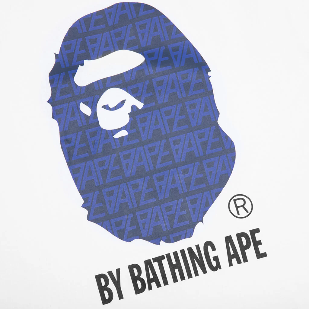 Bape Logo Monogram By Bathing Ape Tee - White/Navy - Image 3