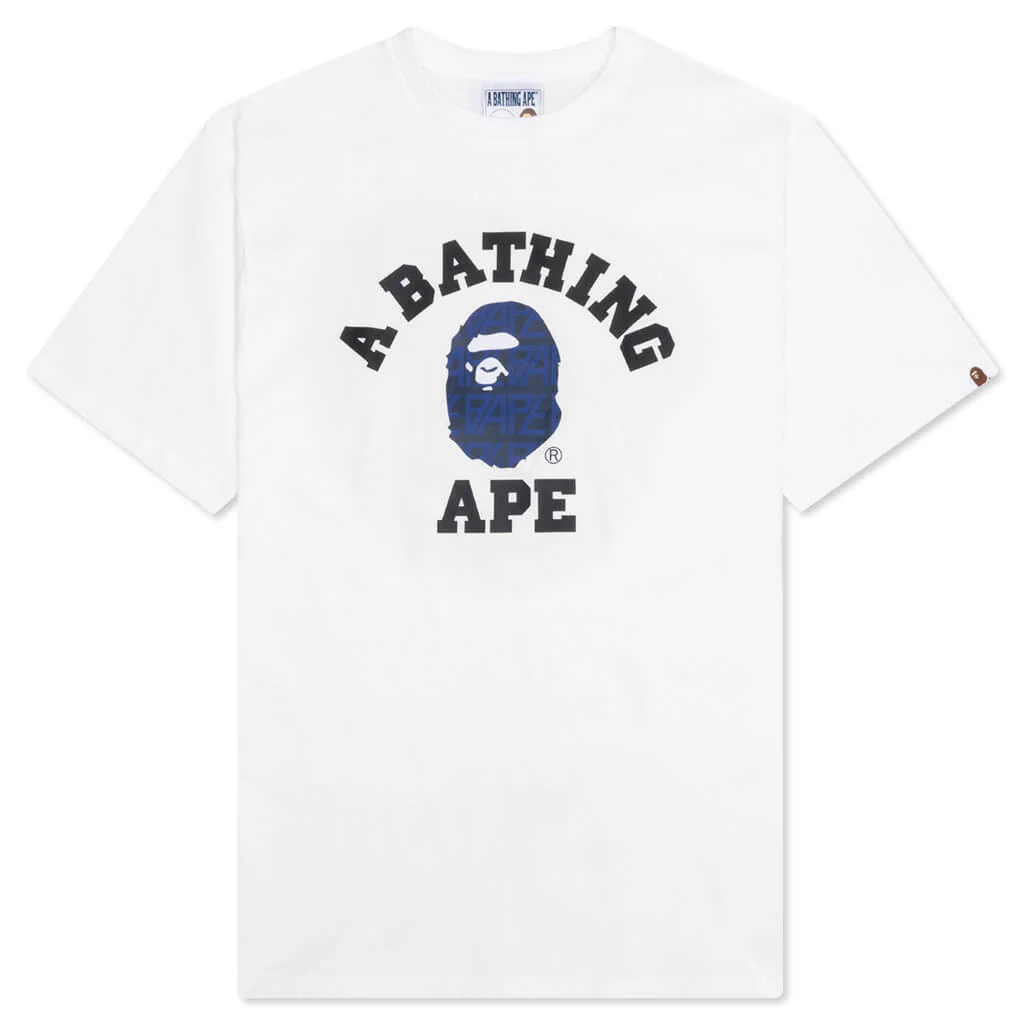 Bape Logo Monogram College Tee - White/Navy