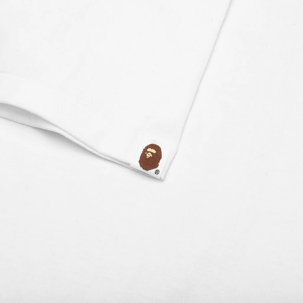 Bape Logo Monogram College Tee - White/Navy - Image 4