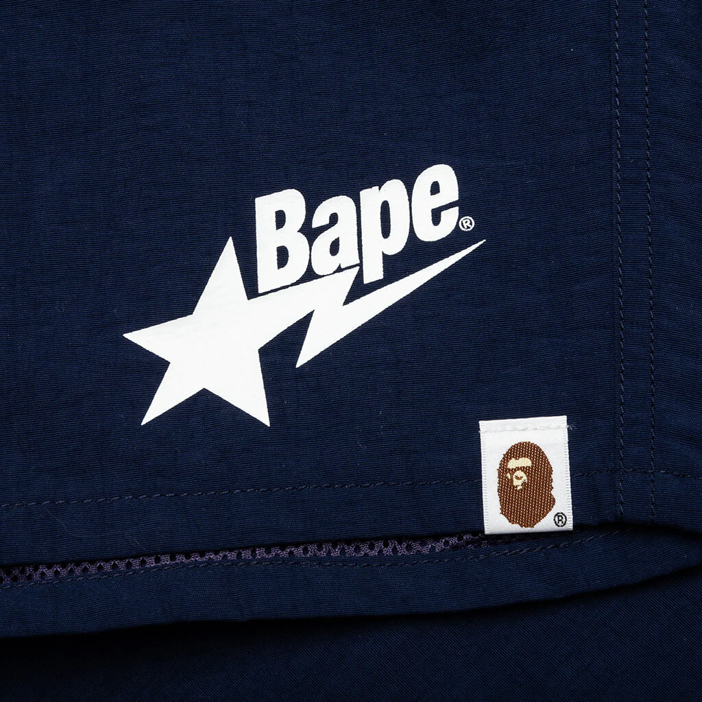 Bape Sta Logo Beach Shorts - Navy - Image 4