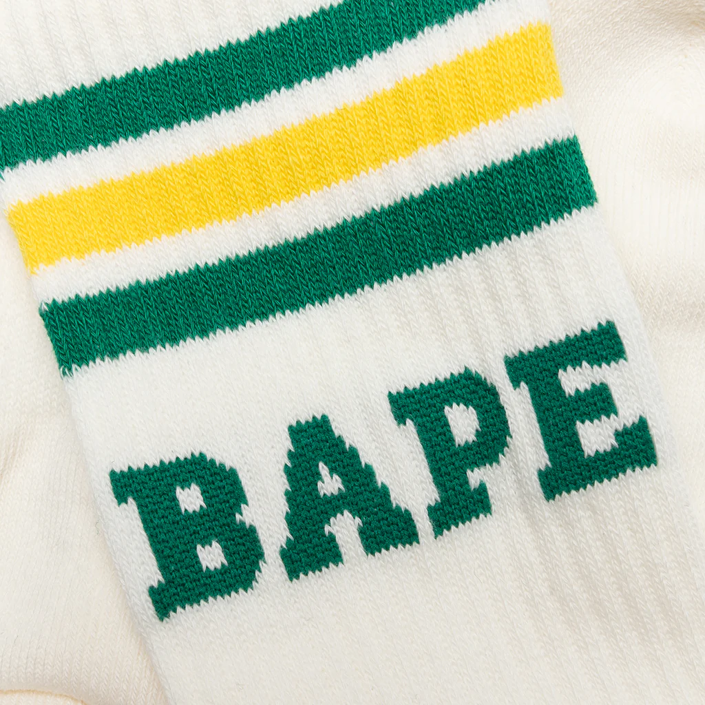 Bape Stripe Socks - Green/Yellow - Image 2