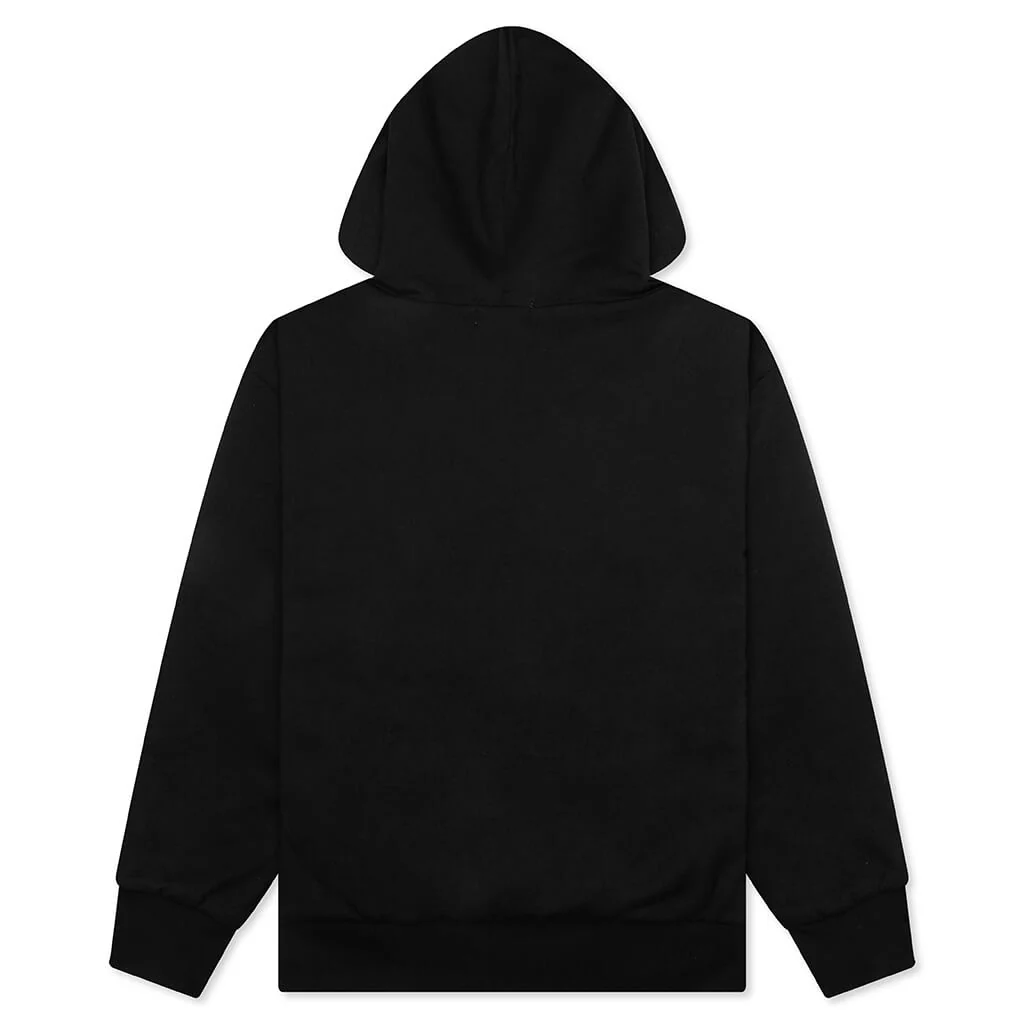 College Puffy Relaxed Fit Pullover Hoodie - Black - Image 2