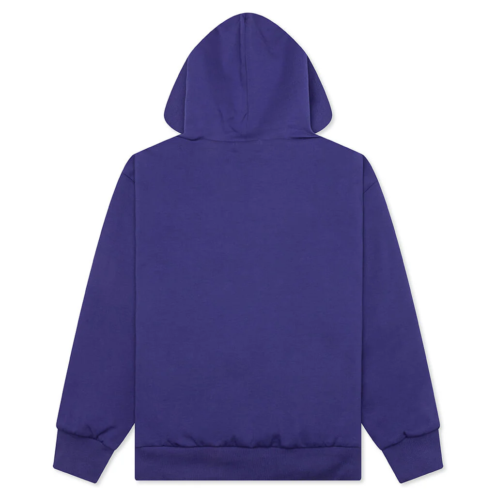 College Puffy Relaxed Fit Pullover Hoodie - Blue - Image 2