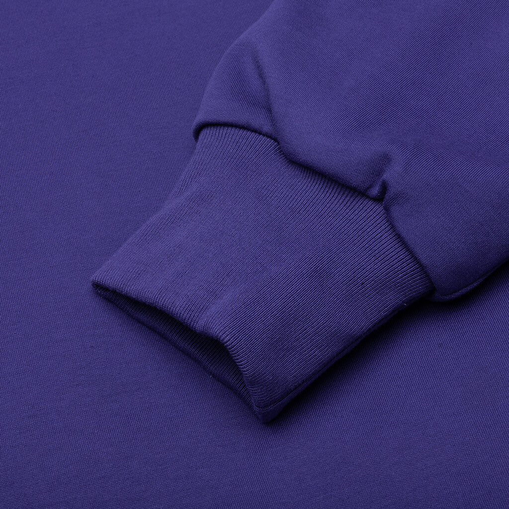 College Puffy Relaxed Fit Pullover Hoodie - Blue - Image 4