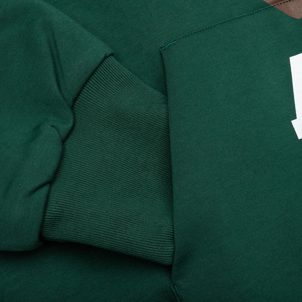 College Puffy Relaxed Fit Pullover Hoodie - Green - Image 5