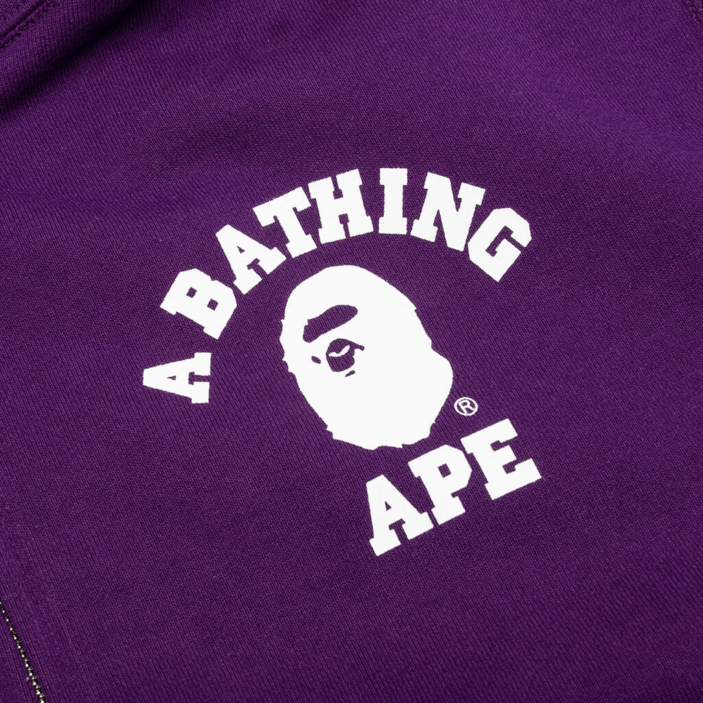 College Relaxed Fit Full Zip Hoodie - Purple - Image 4