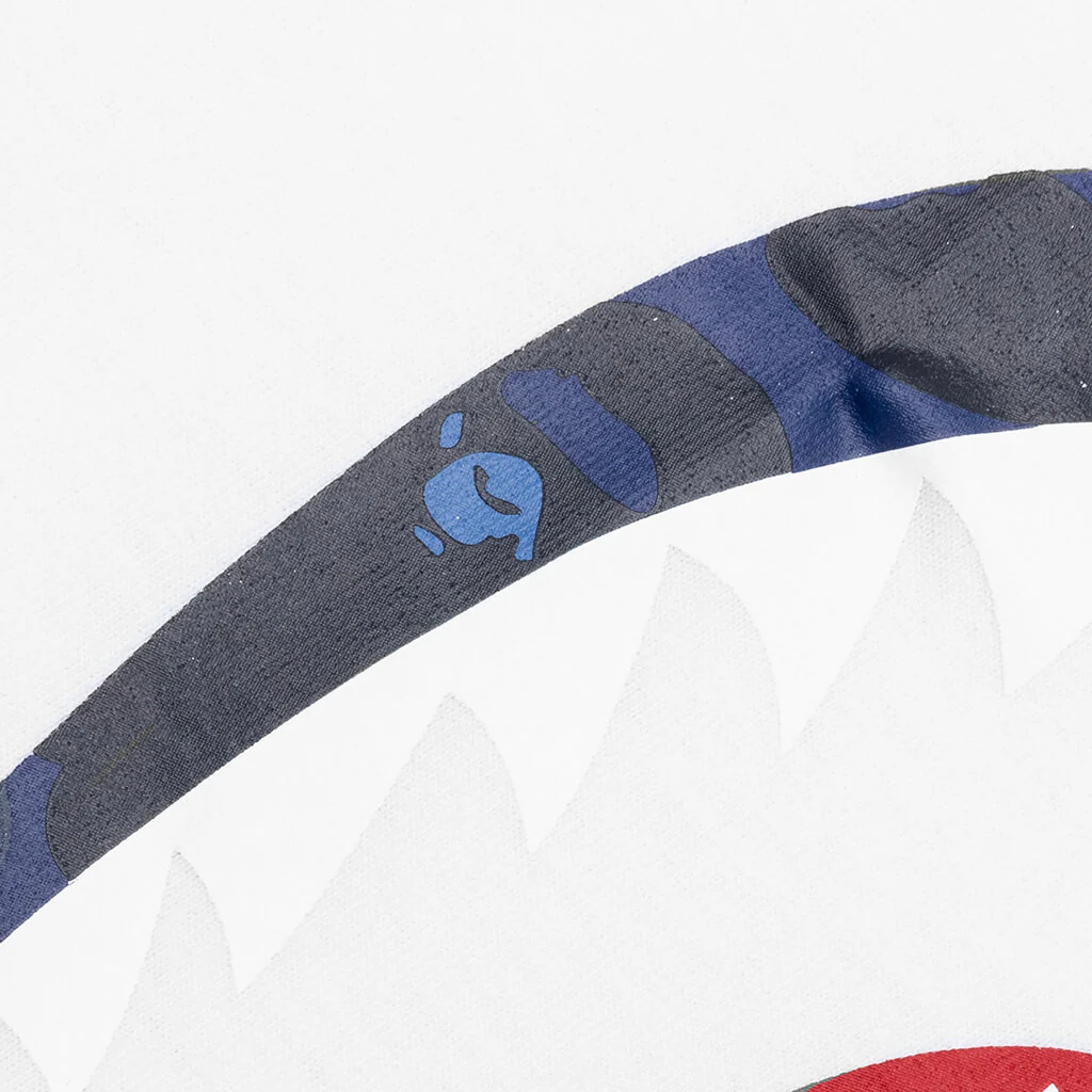 Color Camo Shark Tee - White/Navy - Image 4