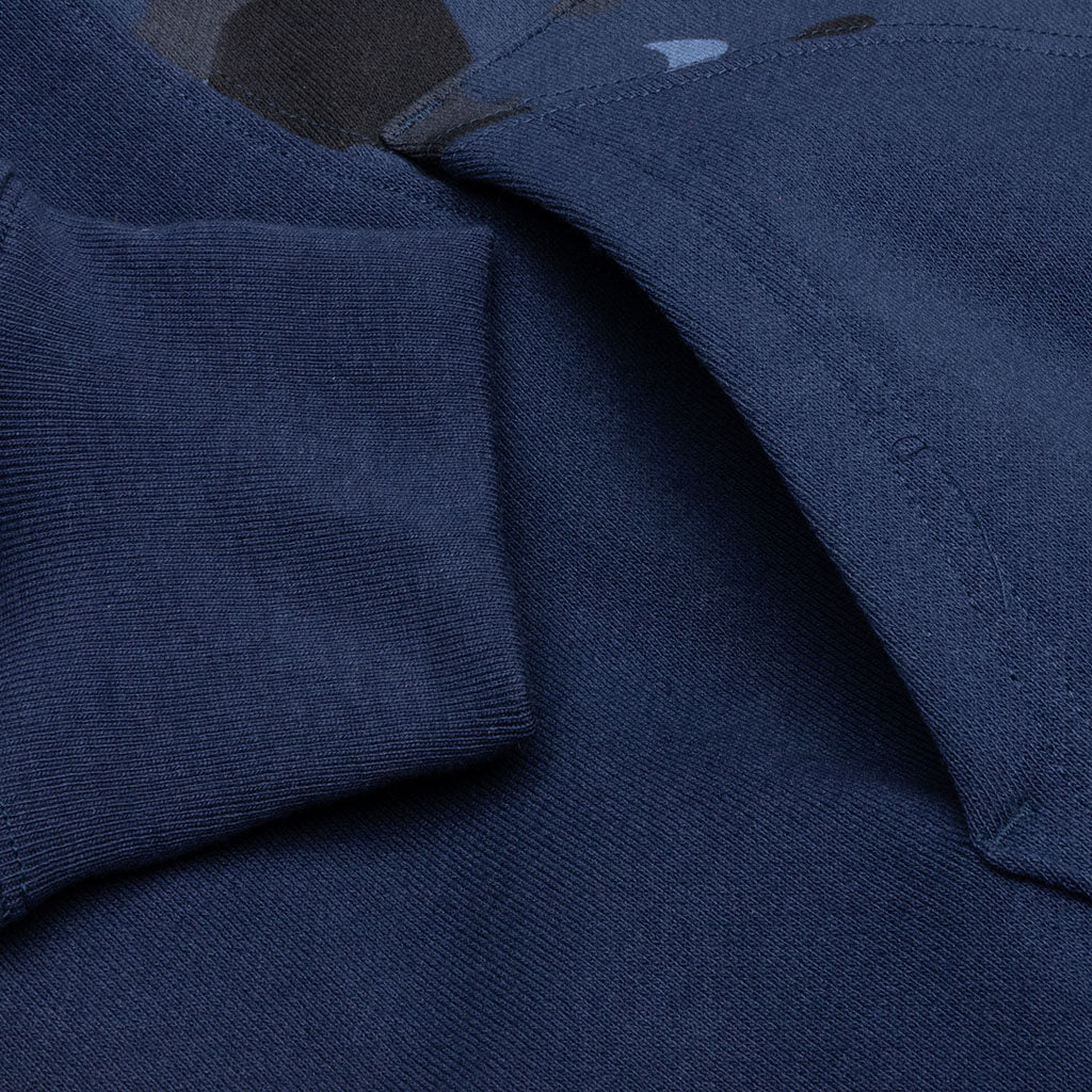 Color Camo College Cutting Relaxed Fit Hoodie - Navy - Image 6