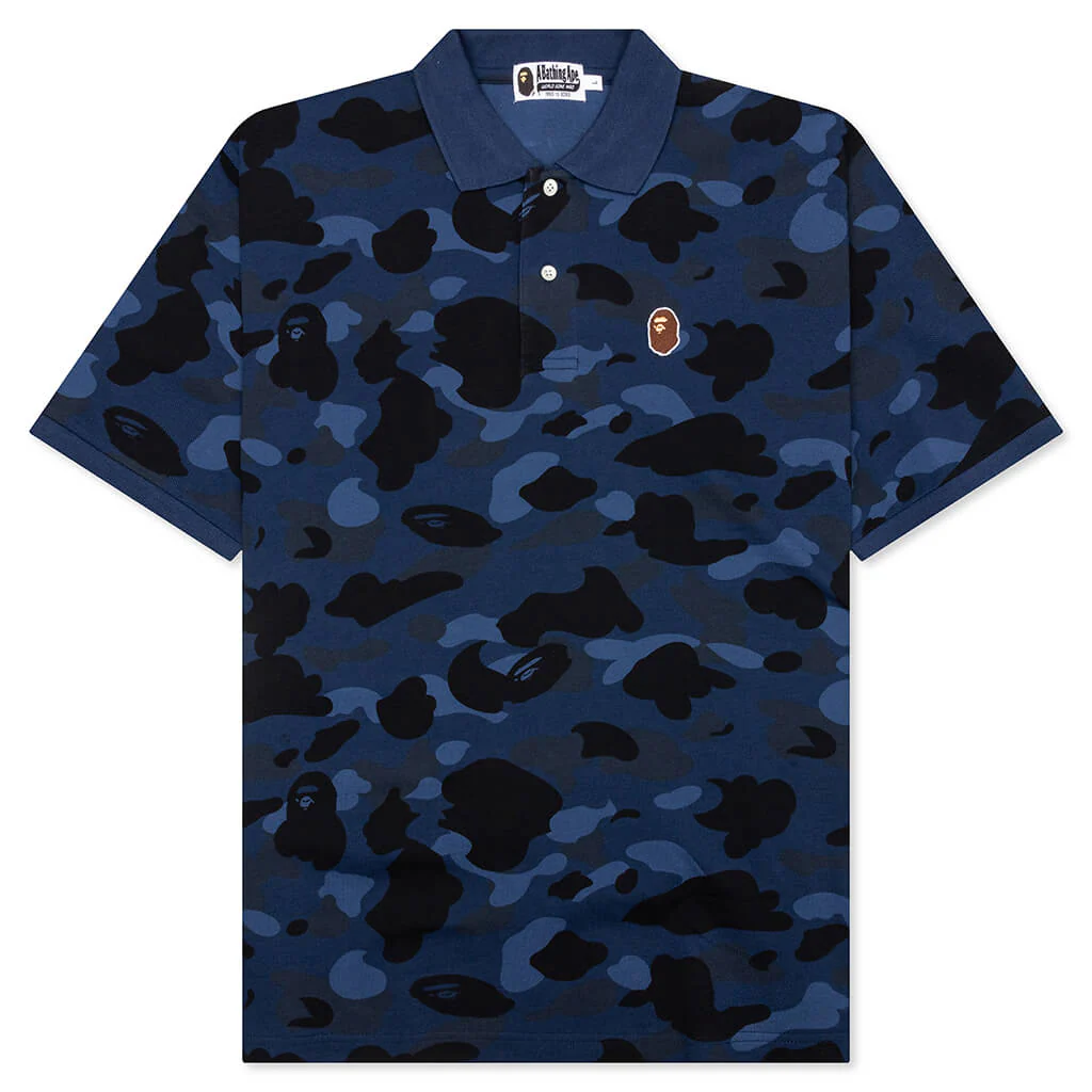 Color Camo Large Ape Head Relaxed Fit Polo Shirt - Navy