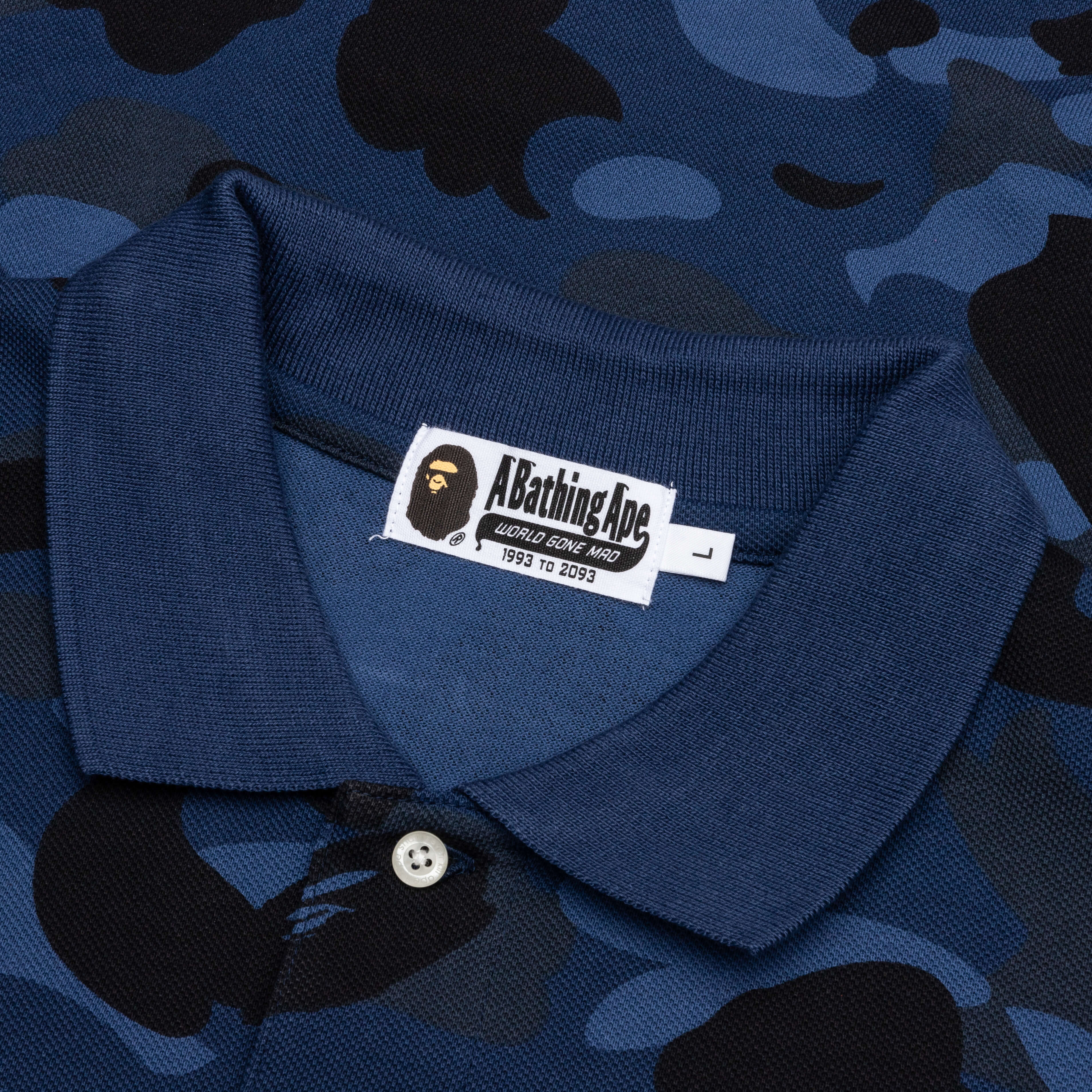 Color Camo Large Ape Head Relaxed Fit Polo Shirt - Navy - Image 3