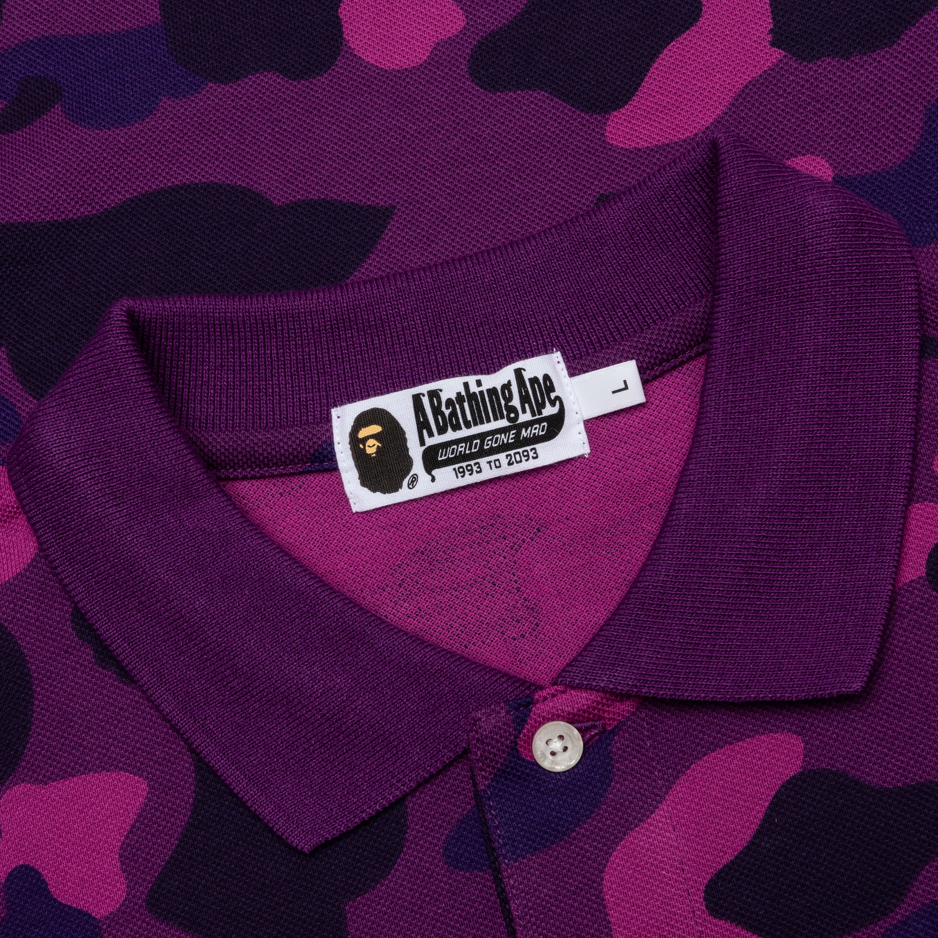 Color Camo Large Ape Head Relaxed Fit Polo Shirt - Purple - Image 3