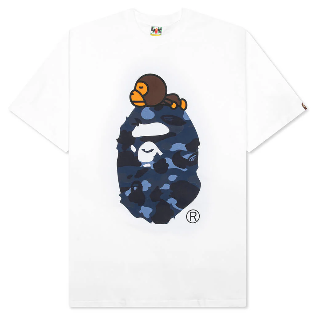 Color Camo Milo on Big Ape Tee - White/Navy