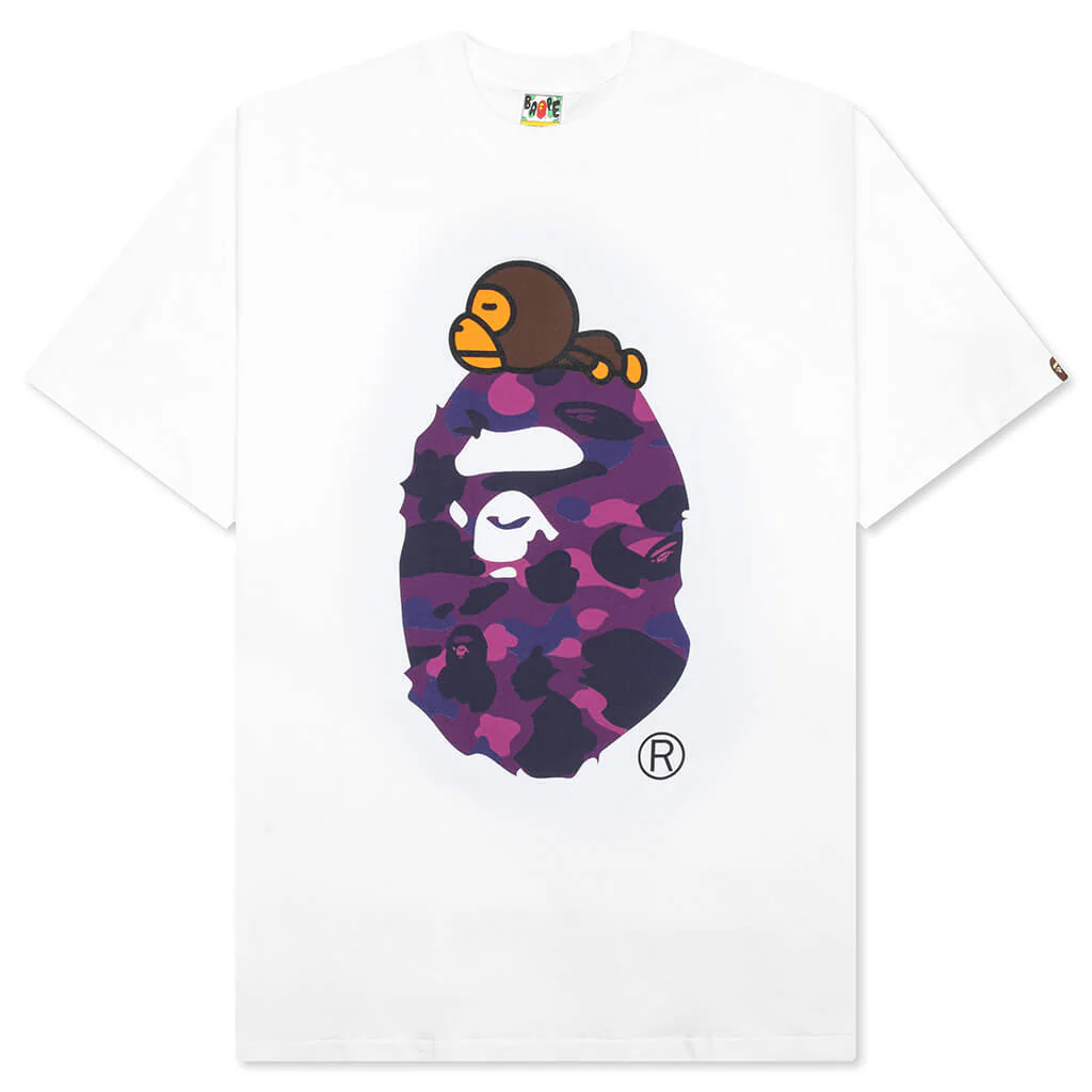 Color Camo Milo on Big Ape Tee - White/Purple