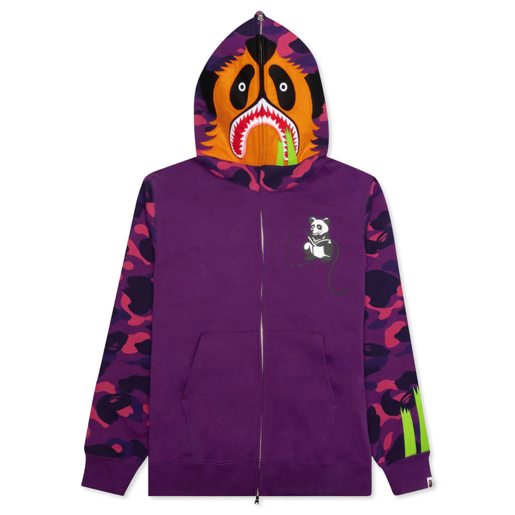 Color Camo Panda Full Zip Hoodie - Purple