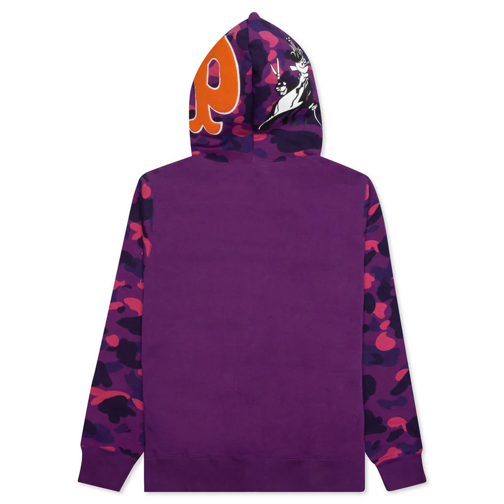 Color Camo Panda Full Zip Hoodie - Purple - Image 2