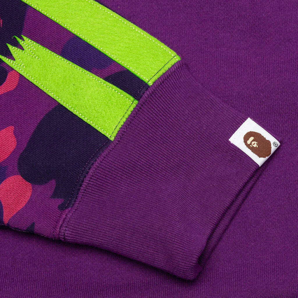 Color Camo Panda Full Zip Hoodie - Purple - Image 3