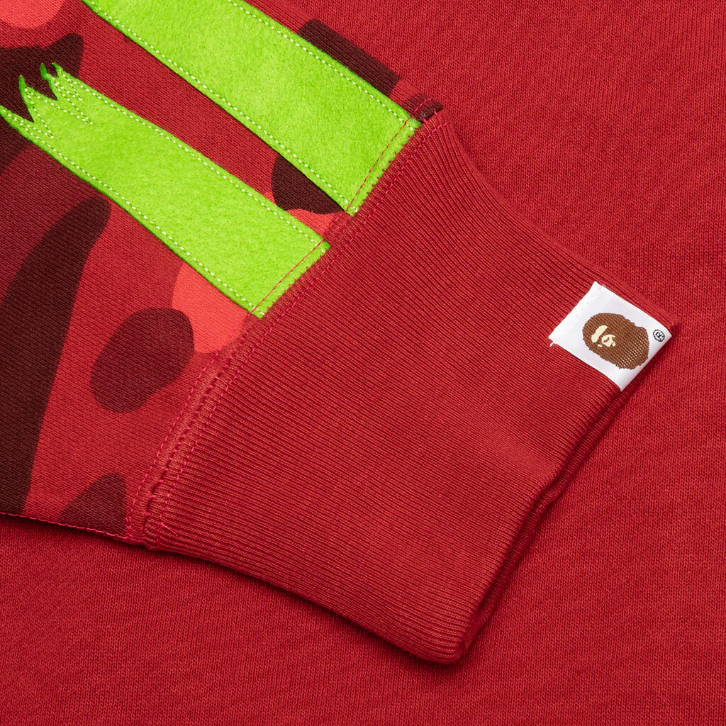 Color Camo Panda Full Zip Hoodie - Red - Image 6
