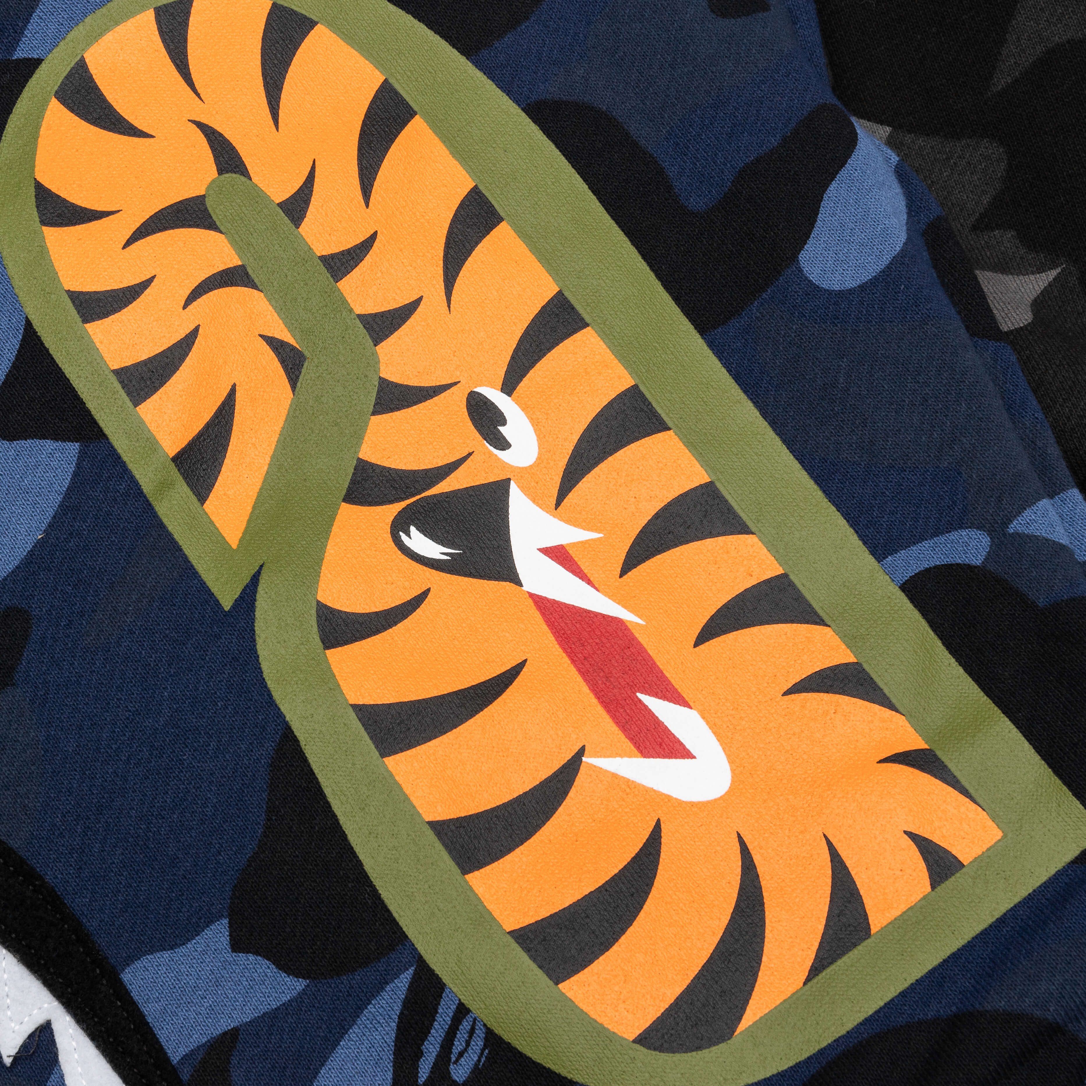 Color Camo Separate Shark Full Zip Hoodie - Black/Navy - Image 4