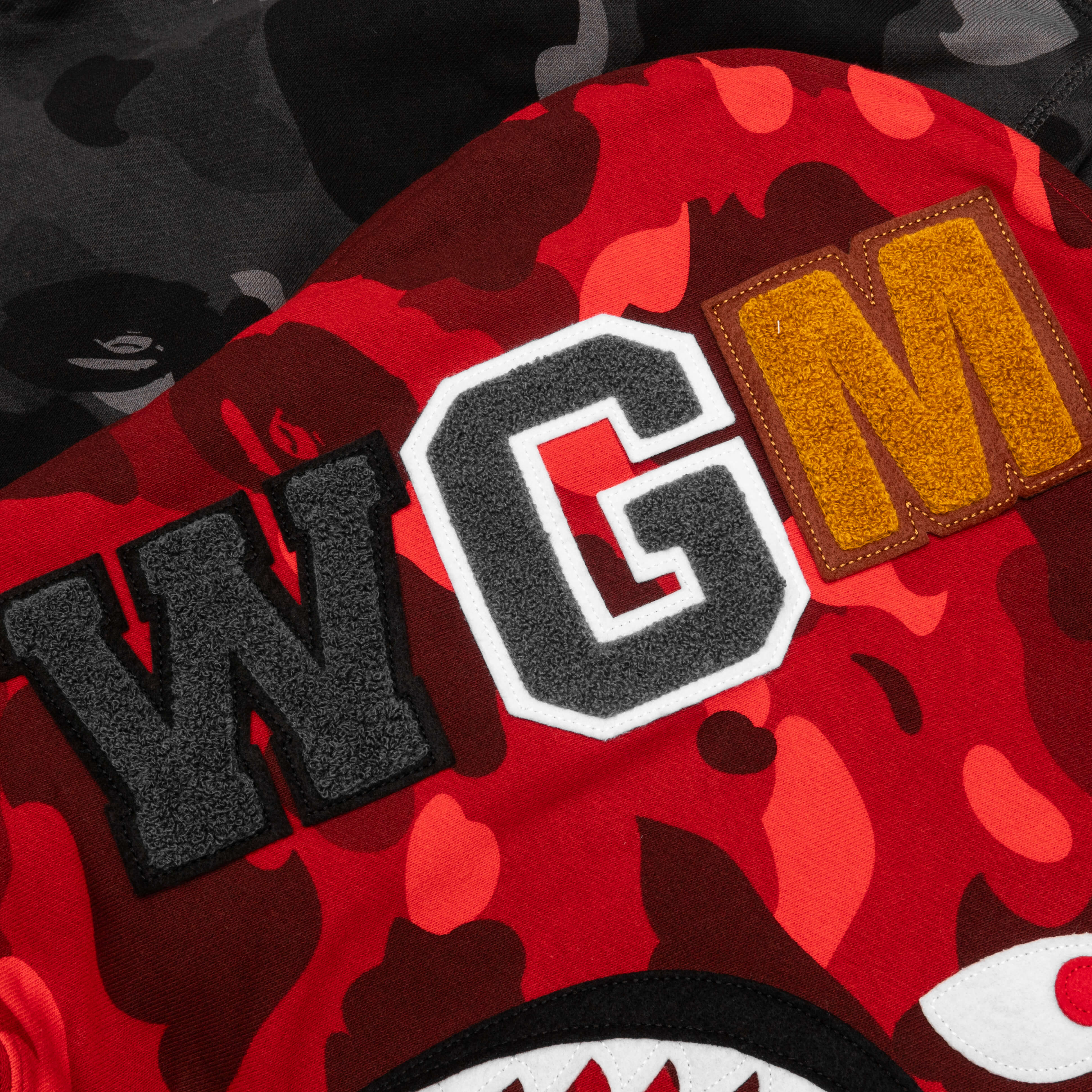 Color Camo Separate Shark Full Zip Hoodie - Red/Black - Image 4
